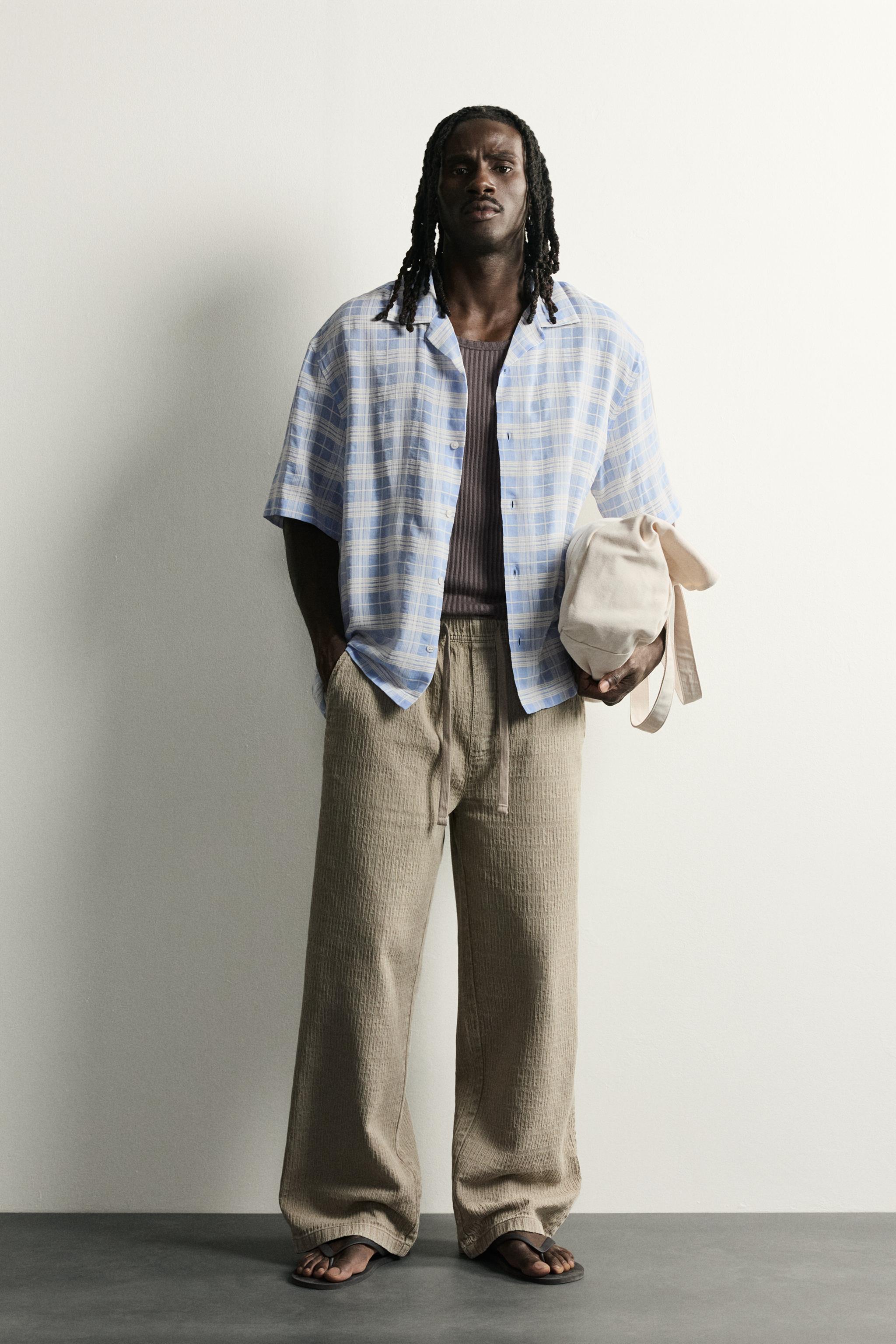WASHED JACQUARD RELAXED FIT PANTS